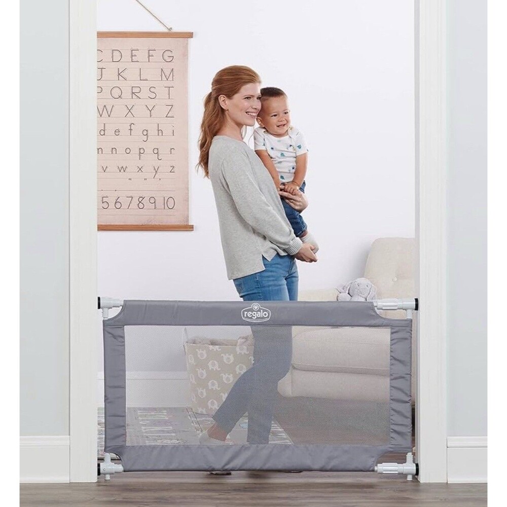 Regalo 50" Extra Wide Gray Expandable Mesh Gate Pressure Mounted,Gray-‎1800 W DS